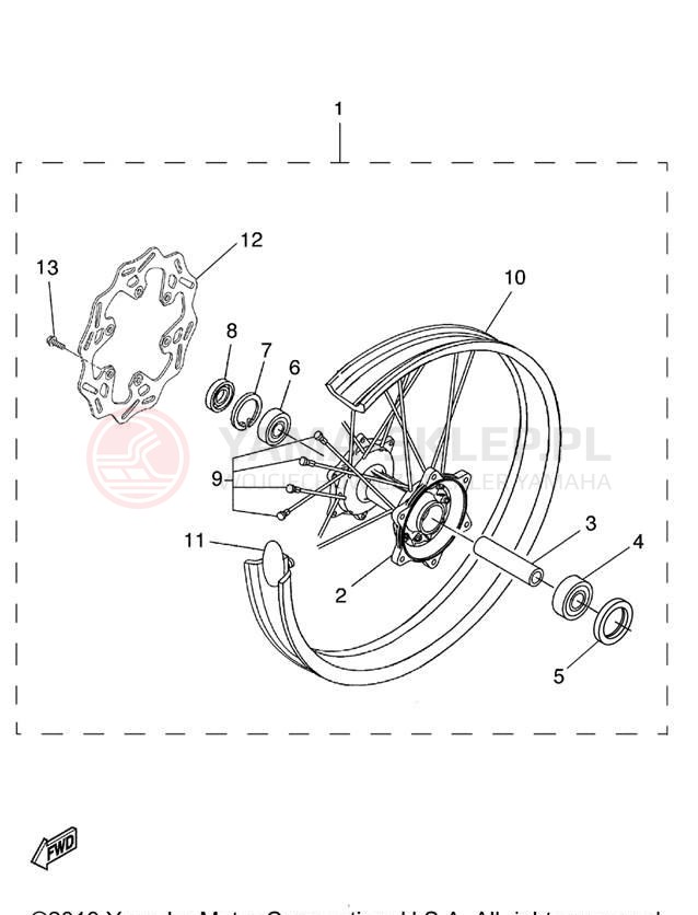 Schemat "Koło tył" do Yamaha YZ125 YZ125T1