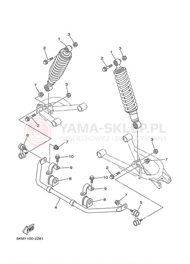 Schemat "zawieszenie tył" do Yamaha GRIZZLY 660 YFM66FGW