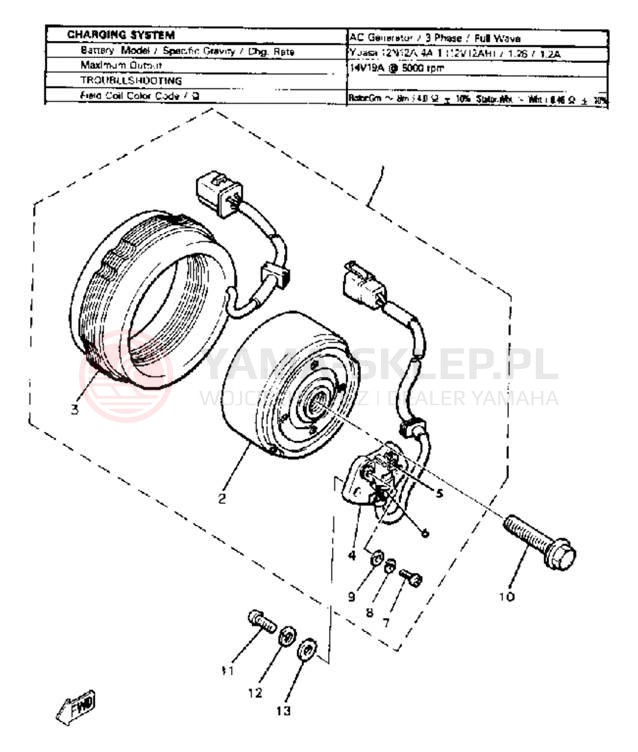 Schemat "Układ zapłonowy" do Yamaha XJ650 XJ650G