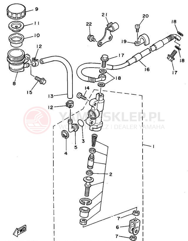 Schemat "Pompa hamulcowa tył" do Yamaha WR250ZF