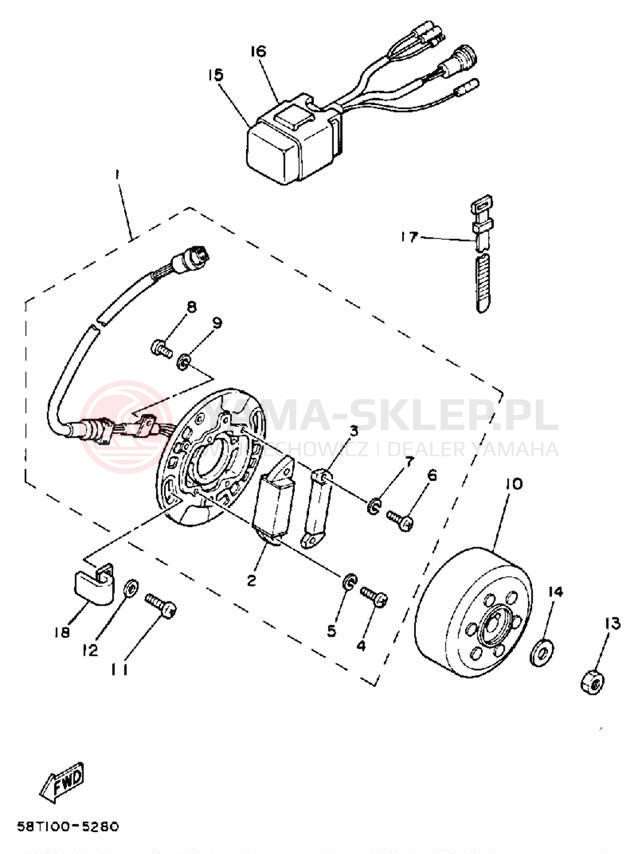 Schemat "prądnica" do Yamaha YZ80N