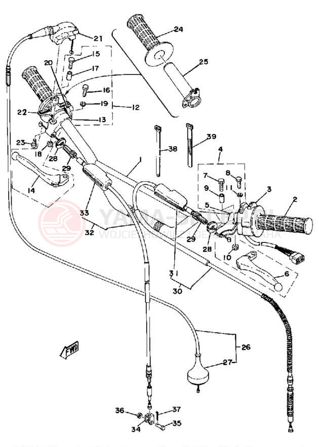 Schemat "Kierownica i osprzęt" do Yamaha IT400C