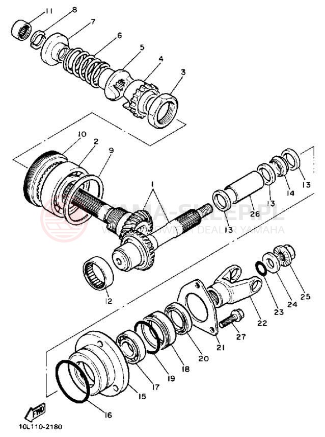 Schemat "Przeniesienie napędu" do Yamaha VIRAGO 750 XV750AC/XV750A