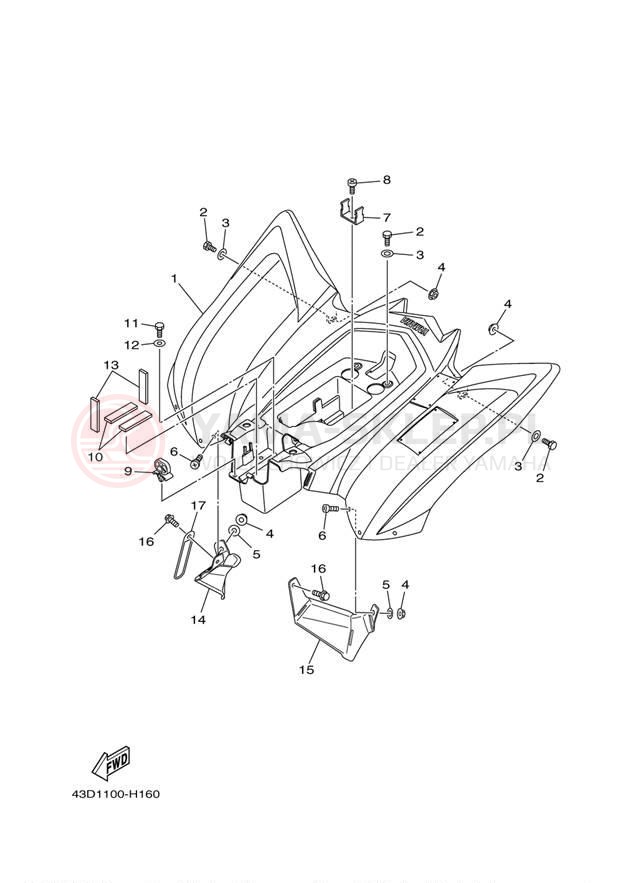 Schemat "Tylny błotnik" do Yamaha RAPTOR 90 YFM90RDW/YFM90RDL