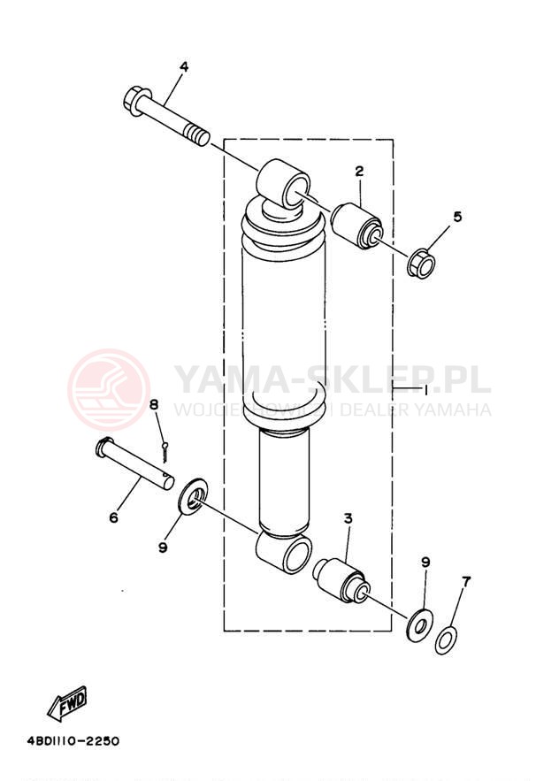 Schemat "zawieszenie tył" do Yamaha TIMBERWOLF 4WD YFB250FWJ