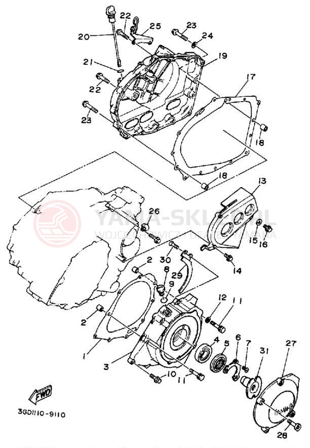 Schemat "Pokrywa silnika" do Yamaha WARRIOR YFM350XA
