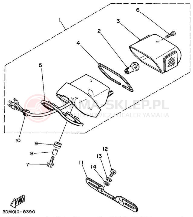 Schemat "lampa tył" do Yamaha VIRAGO 250 XV250G/XV250GC
