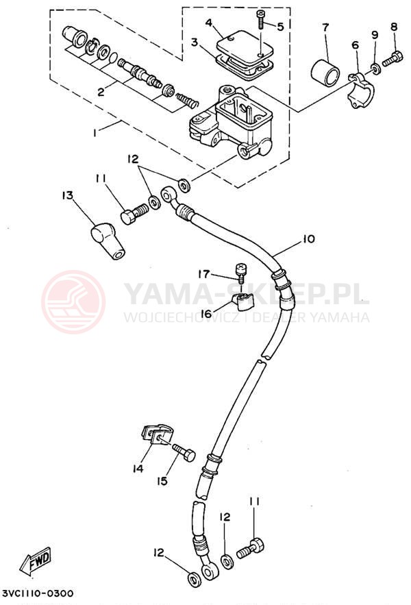 Schemat "Pompa hamulcowa przednia" do Yamaha RT180D