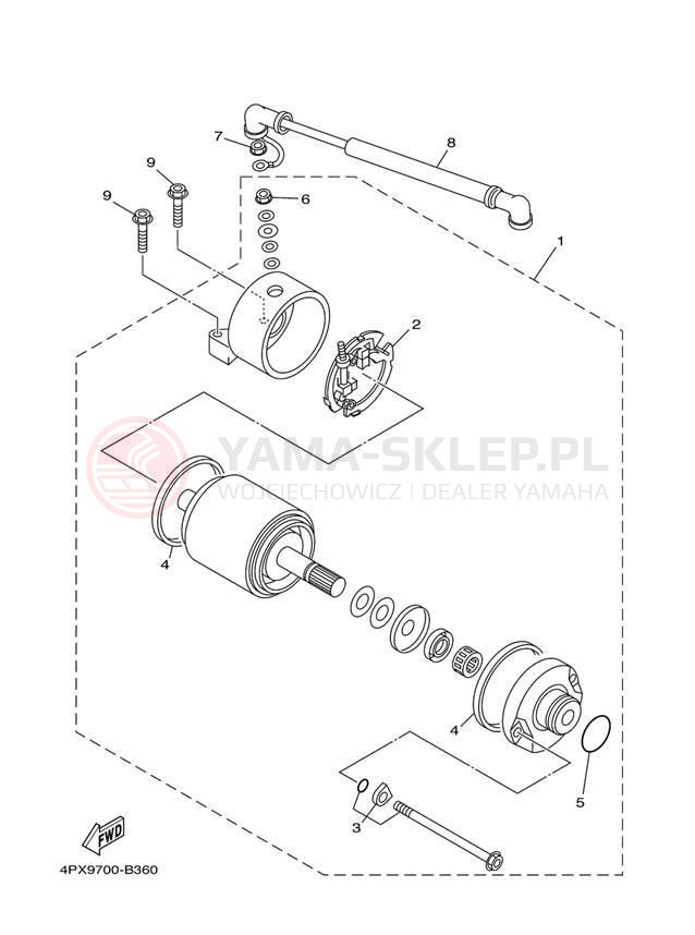 Schemat "rozrusznik" do Yamaha TT-R250 TTR250T/TTR250TC
