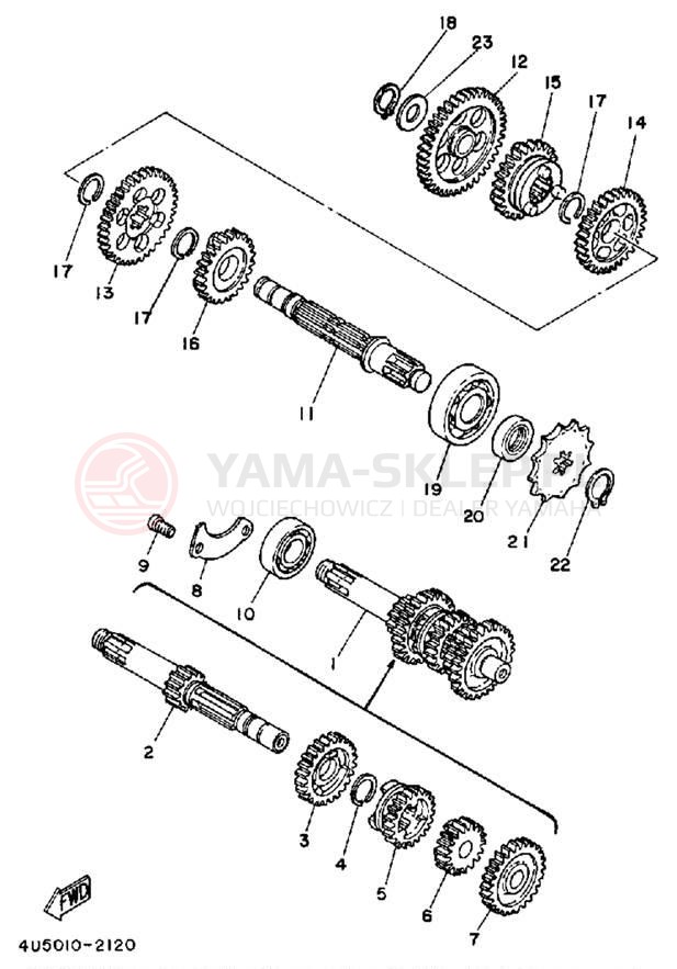 Schemat "Skrzynia biegów " do Yamaha YSR50T