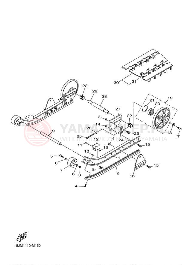Schemat "Zawieszenie gąsiennicy" do Yamaha SRX120 SRX120EL