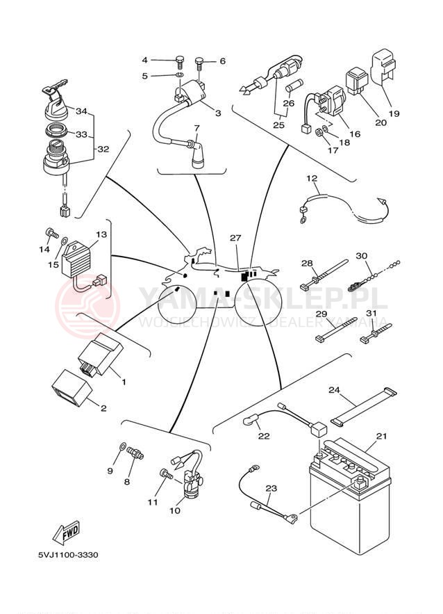 Schemat "układ elektryczny" do Yamaha BREEZE YFA1RC/YFA1R