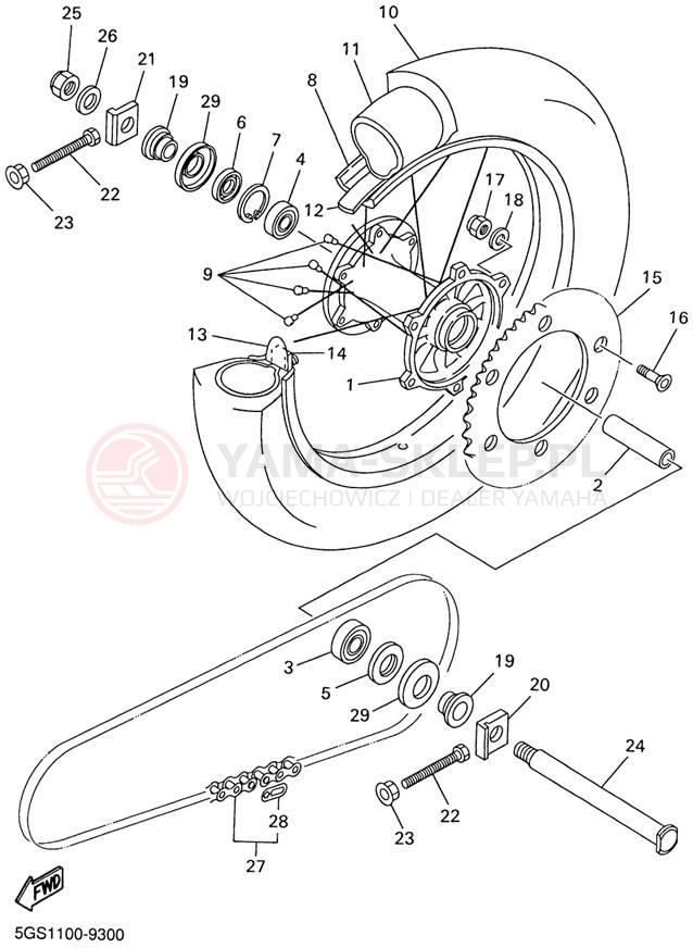 Schemat "Koło tył" do Yamaha WR426F WR426FN
