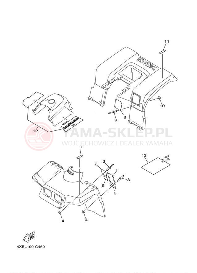 Schemat "naklejki" do Yamaha BEARTRACKER YFM25XS