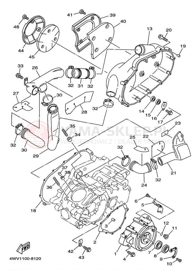 Schemat "Pokrywa silnika" do Yamaha GRIZZLY YFM600FWAK/YFM600FWAK