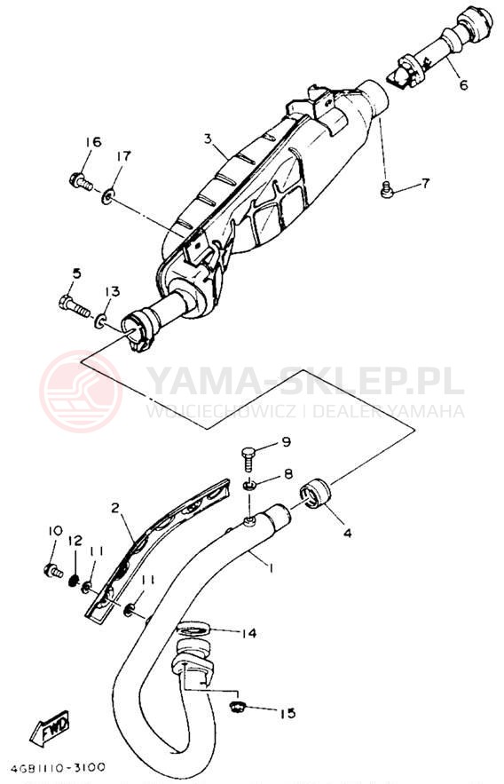 Schemat "Wydech końcowy" do Yamaha KODIAK 4WD YFM400FWE_