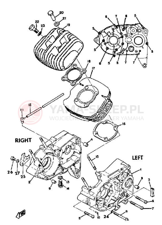 Schemat "Obudowa silnika - cylinder" do Yamaha AT3_CT3 AT2/CT2
