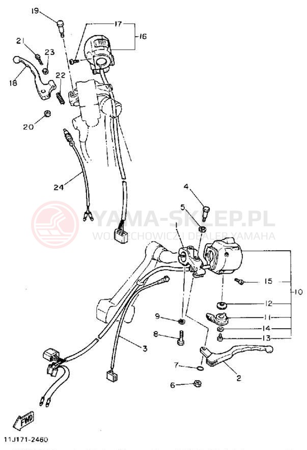 Schemat "Kierownica i osprzęt" do Yamaha XZ550RJ