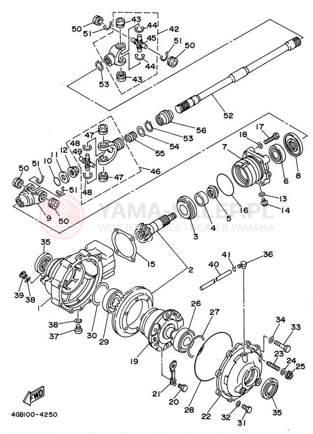 Schemat "Wał napędowy przód" do Yamaha KODIAK 4WD YFM400FWG_