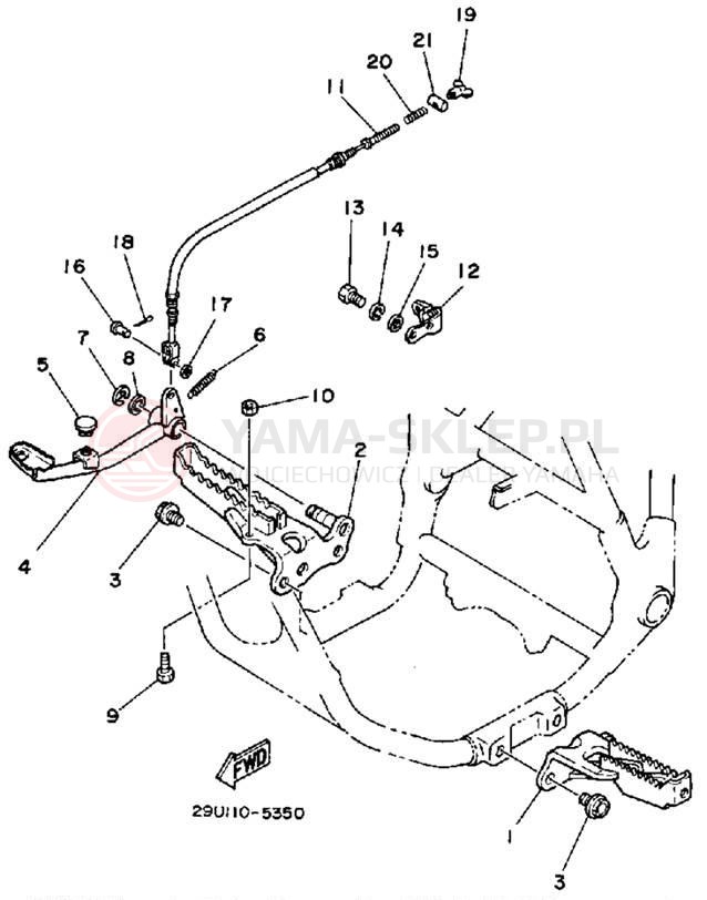 Schemat "Stopka postojowa i podnóżki" do Yamaha MOTO-4 YFM200DXT