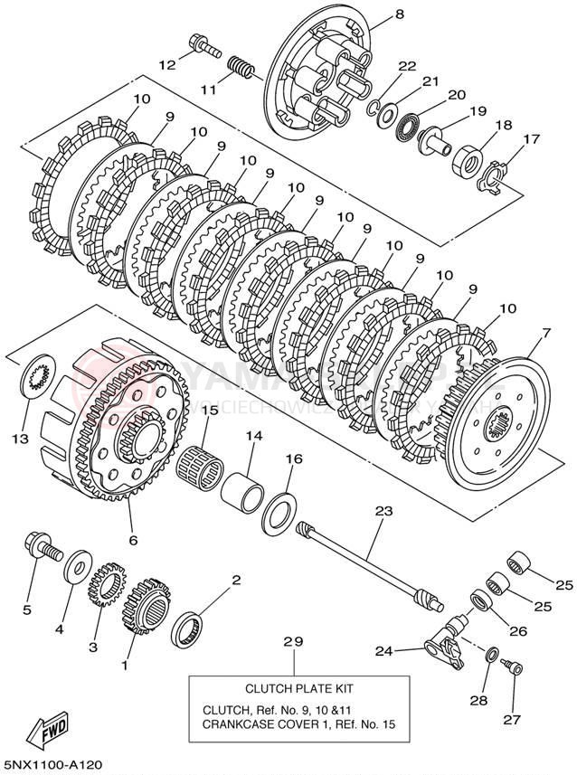 Schemat "sprzęgło" do Yamaha YZ250 YZ250P