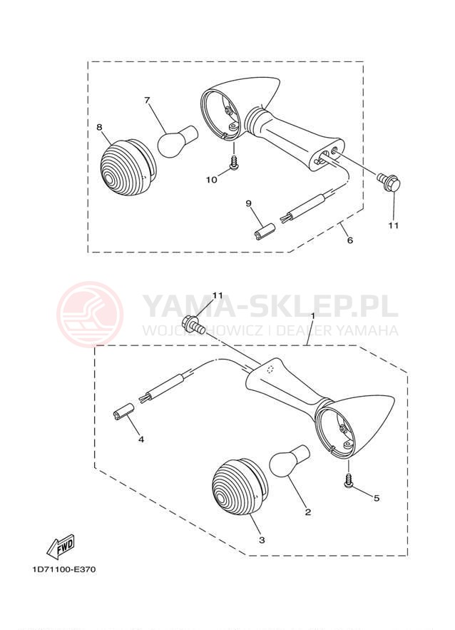 Schemat "kierunkowskazy" do Yamaha STRATOLINER XV19CTYCS/XV19CTYS