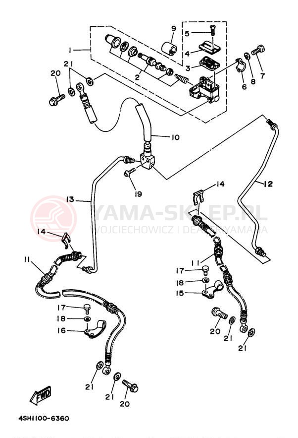 Schemat "Pompa hamulcowa przednia" do Yamaha BIG BEAR 4WD YFM350FWJ