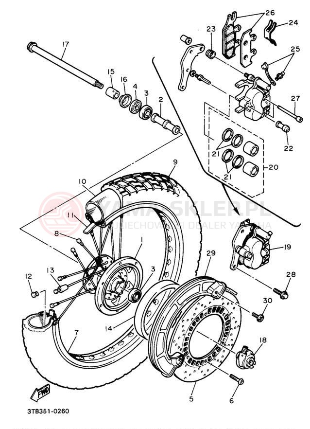 Schemat "Koło przód" do Yamaha XT600EBC/XT600EB