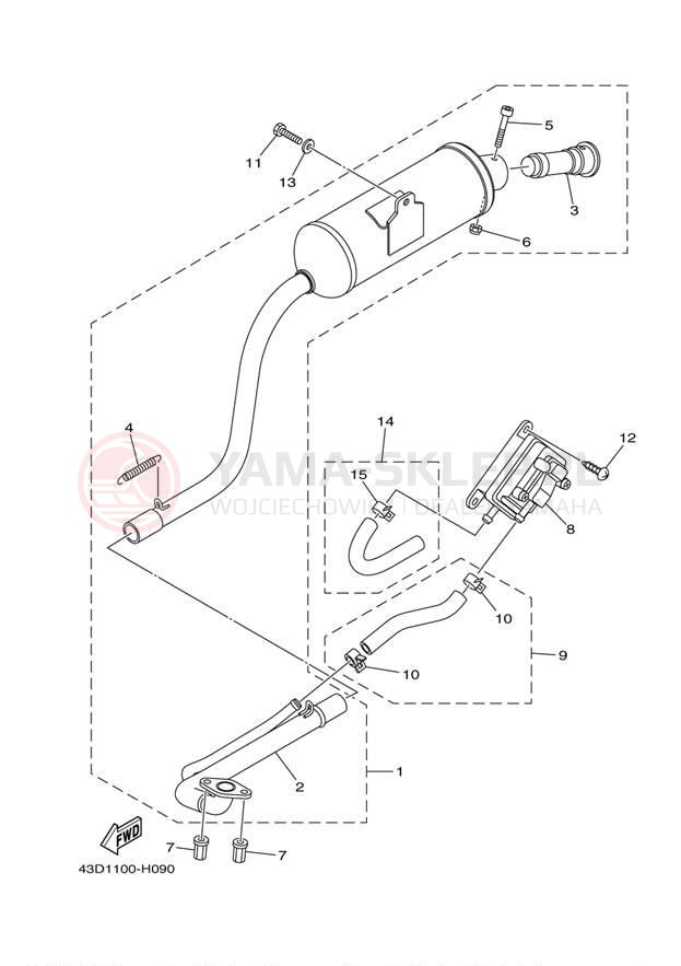 Schemat "Wydech końcowy" do Yamaha RAPTOR 90 YFM90RAW/YFM90RAL