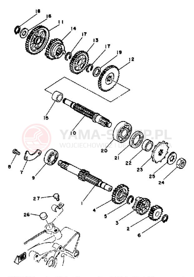 Schemat "Skrzynia biegów " do Yamaha DT80J
