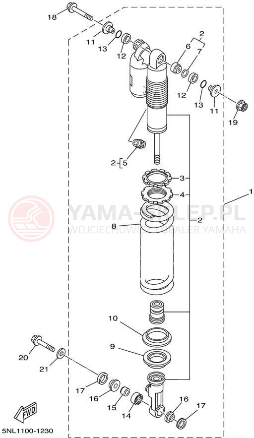 Schemat "zawieszenie tył" do Yamaha WR250F WR250FN