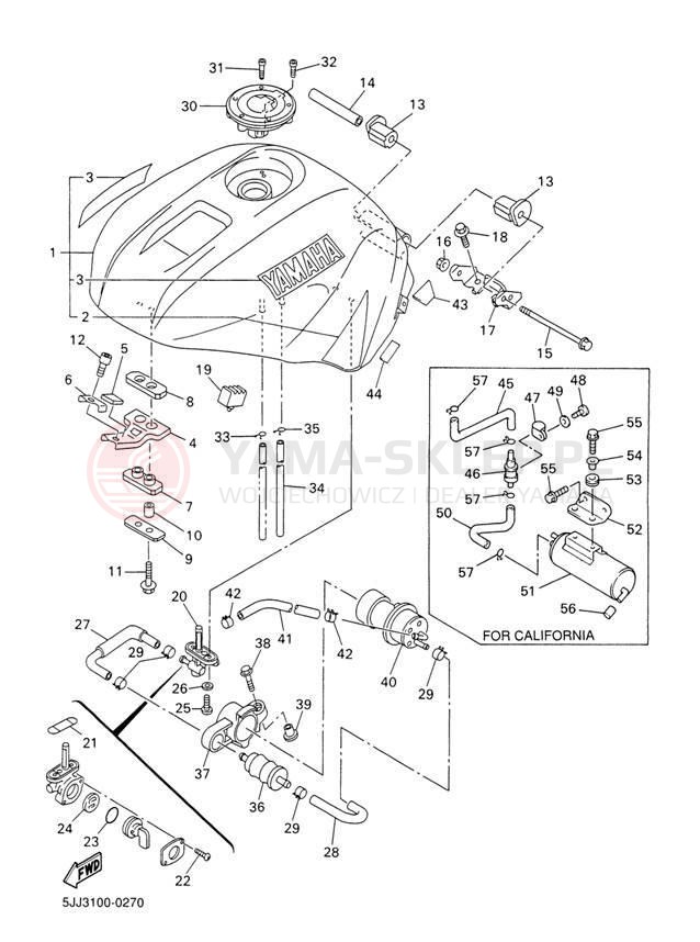 Schemat "zbiornik paliwa" do Yamaha R1 YZFR1M/YZFR1MC