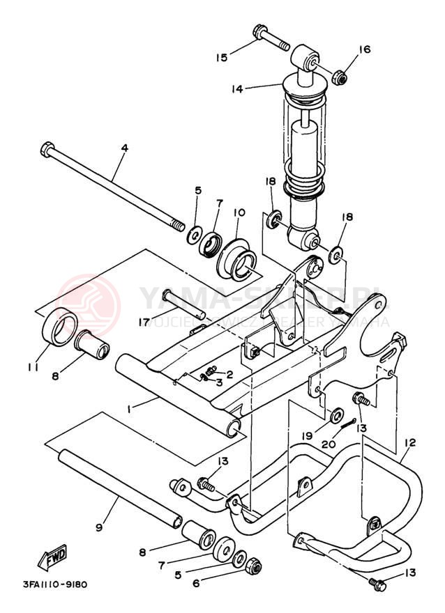 Schemat "REAR ARM - SUSPENSION" do Yamaha BREEZE YFA1J