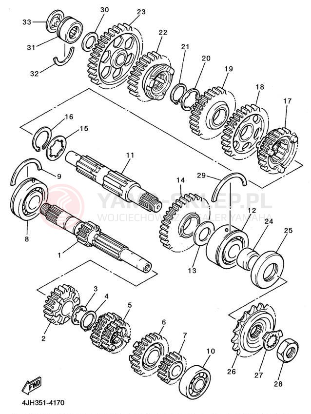 Schemat "Skrzynia biegów " do Yamaha YZF600RHC/YZF600RH