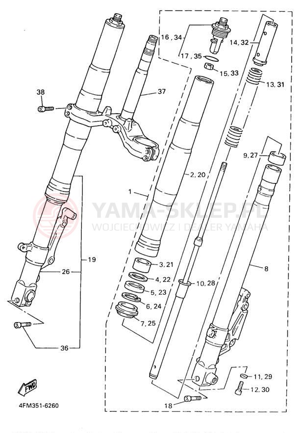 Schemat "Amortyzatory przód" do Yamaha YZF750RKC/YZF750RK