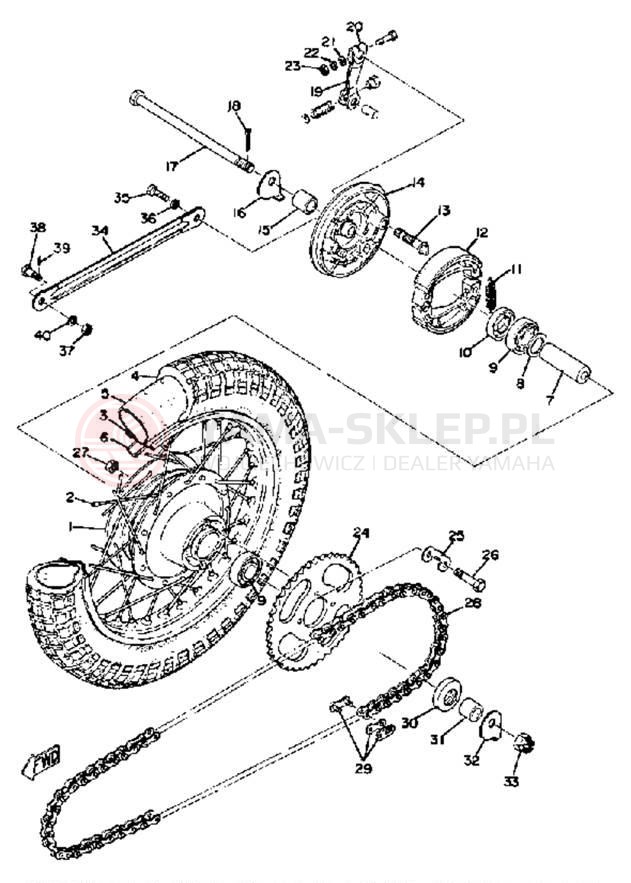 Schemat "Koło tył" do Yamaha TY80A