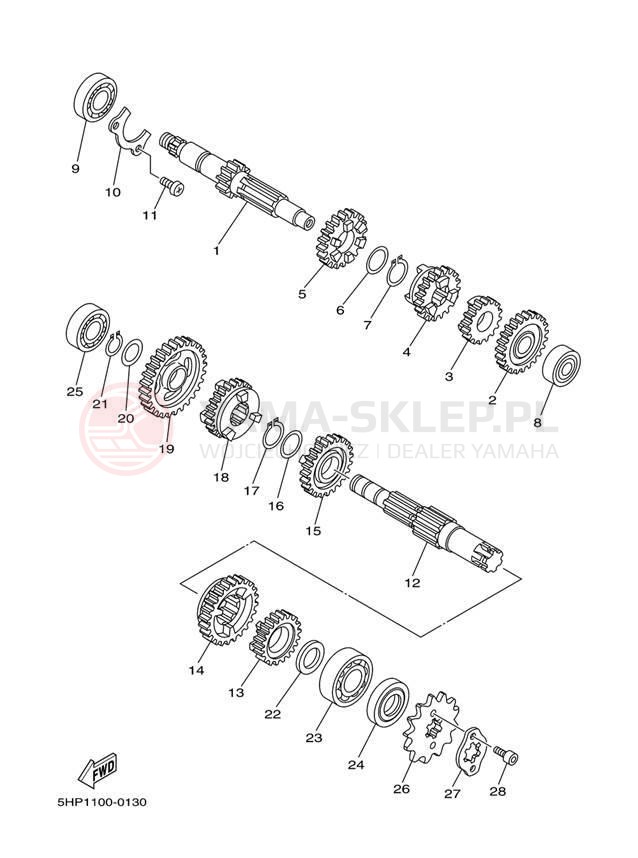 Schemat "Skrzynia biegów " do Yamaha TT-R125 TTR125S/TTR125LS