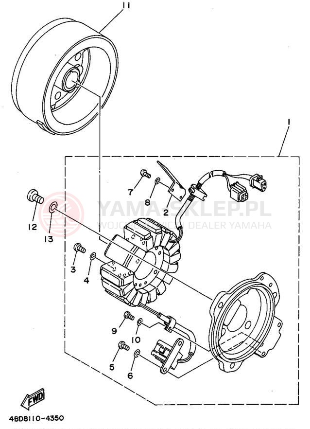 Schemat "prądnica" do Yamaha TIMBERWOLF 2WD YFB250F