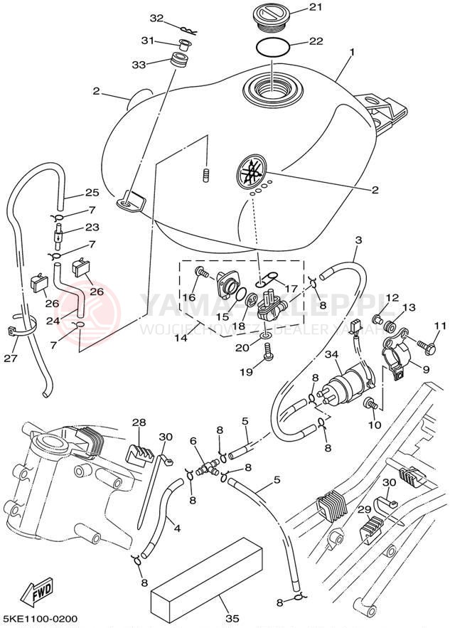 Schemat "zbiornik paliwa" do Yamaha TZ250 TZ250N