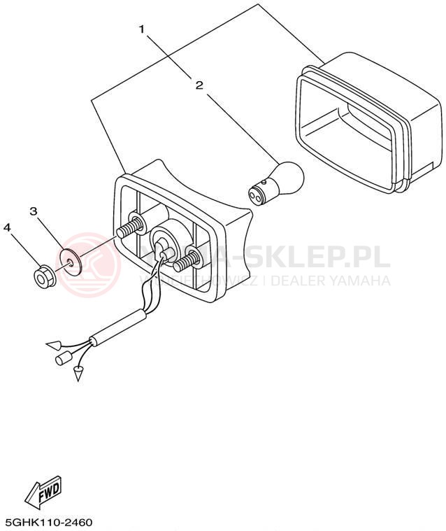 Schemat "lampa tył" do Yamaha KODIAK 4WD YFM400FAP