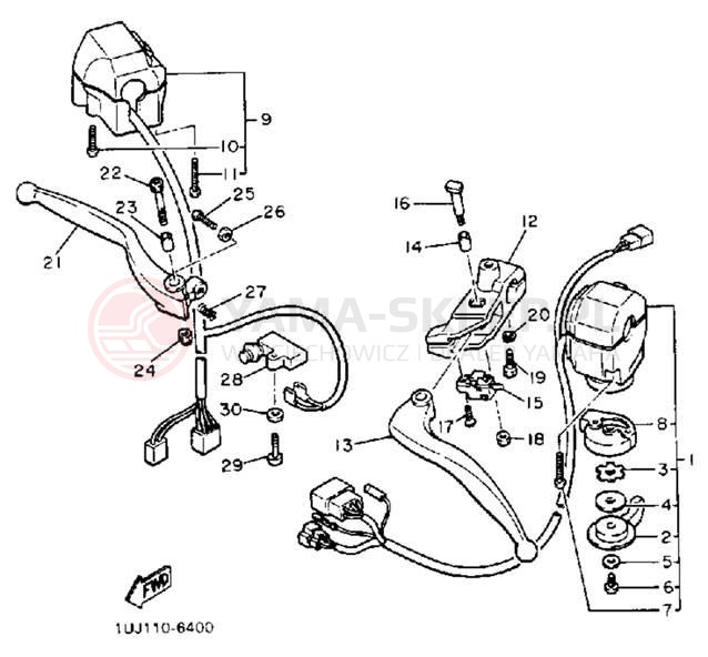 Schemat "Kierownica i osprzęt" do Yamaha RADIAN YX600UC/YX600U