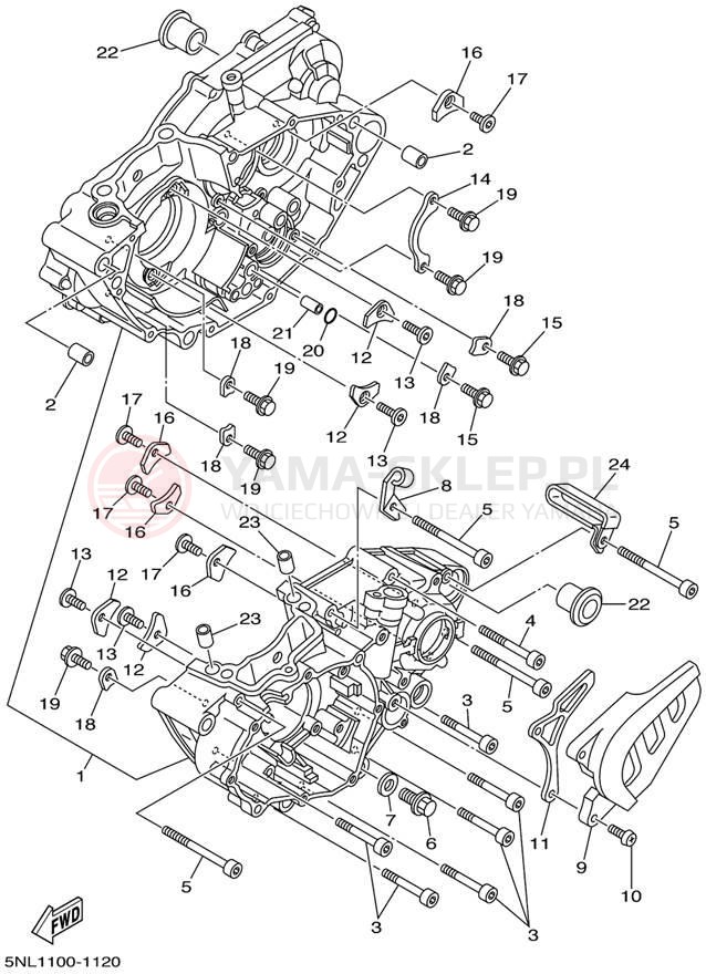 Schemat "Obudowa silnika" do Yamaha WR250F WR250FN