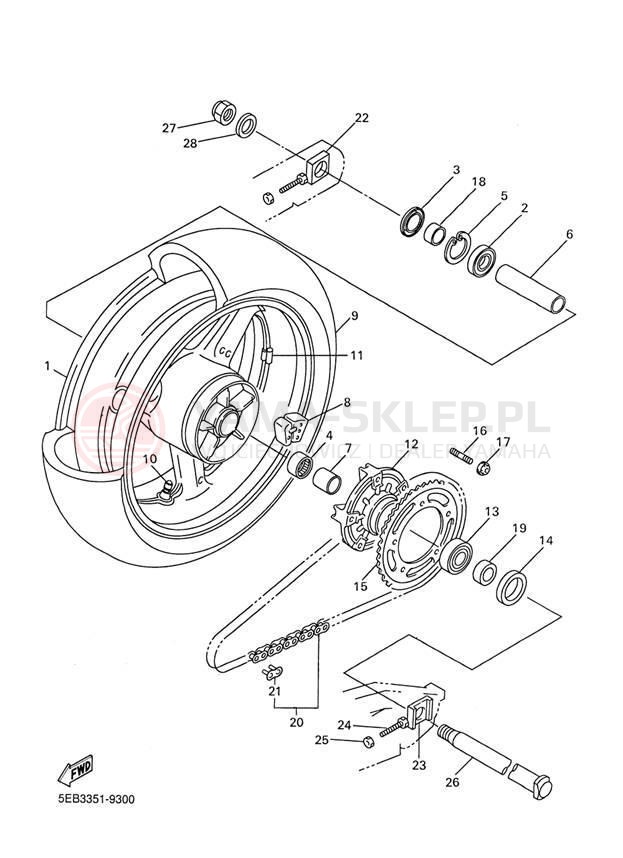 Schemat "Koło tył" do Yamaha R6 YZFR6LC/YZFR6L