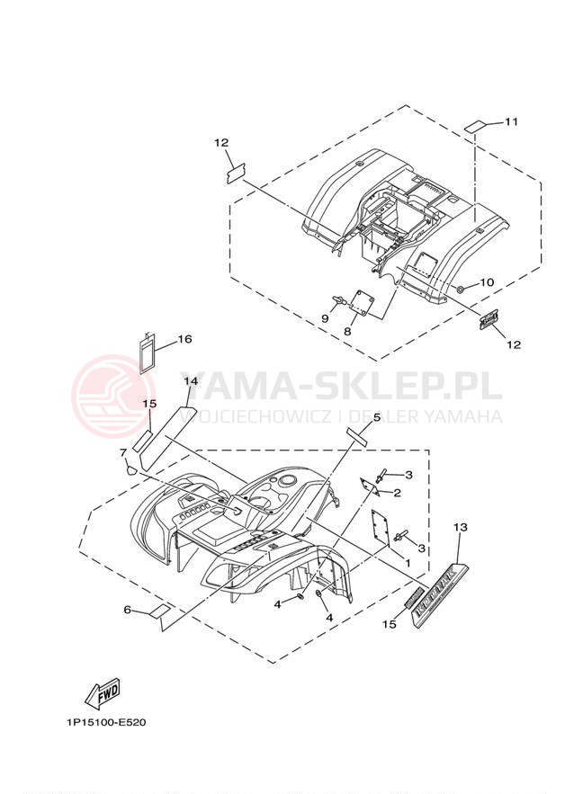 Schemat "naklejki" do Yamaha KODIAK 400 4WD YFM4FAV
