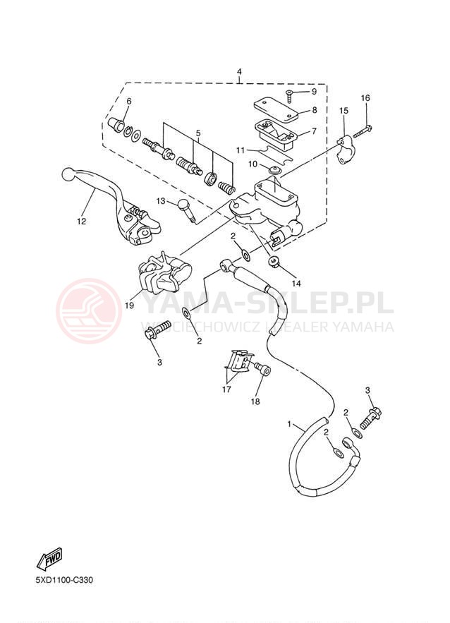 Schemat "Pompa hamulcowa przednia" do Yamaha YZ450F YZ450FS