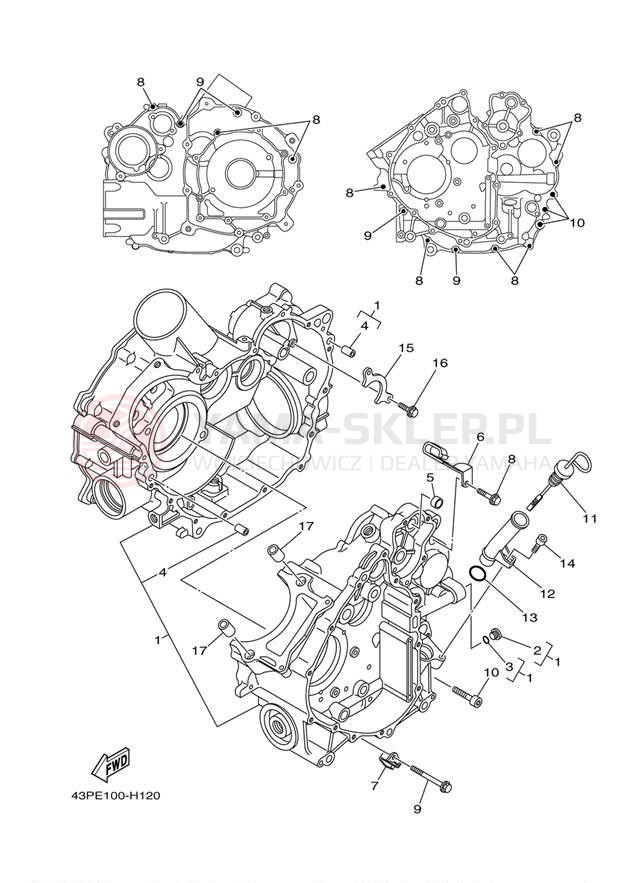 Schemat "Obudowa silnika" do Yamaha GRIZZLY 550 EPS 4WD YFM5FGPAGR