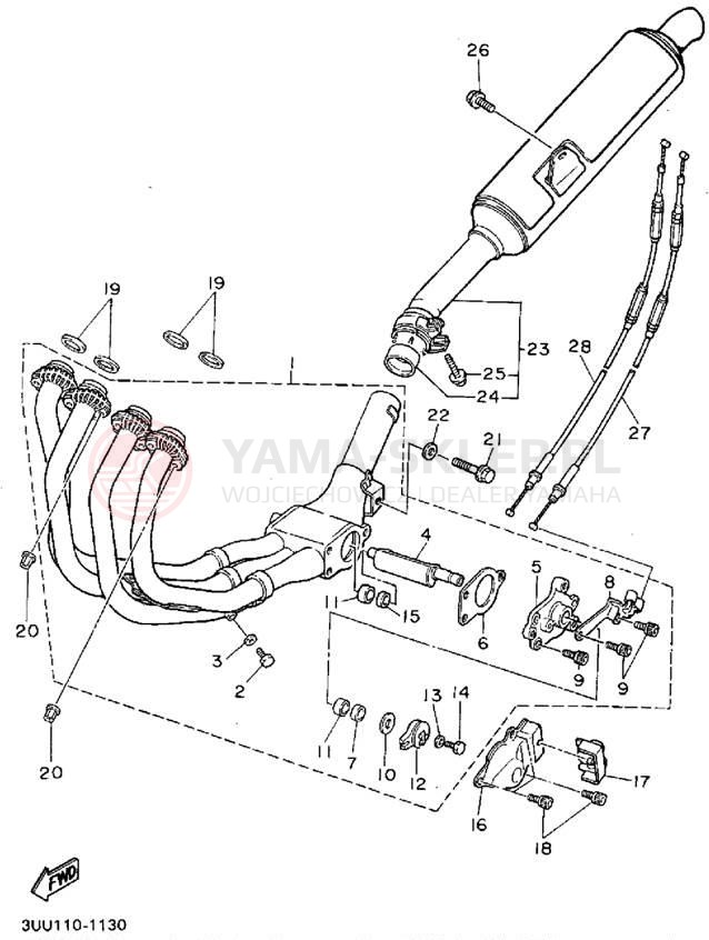 Schemat "Wydech końcowy" do Yamaha FZR600RFC