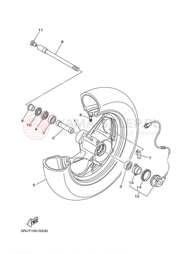 Schemat "Koło przód" do Yamaha MAJESTY YP400DG