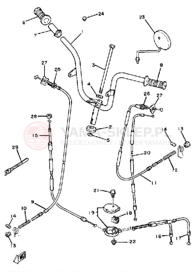 Schemat "Kierownica i osprzęt" do Yamaha MJ50J