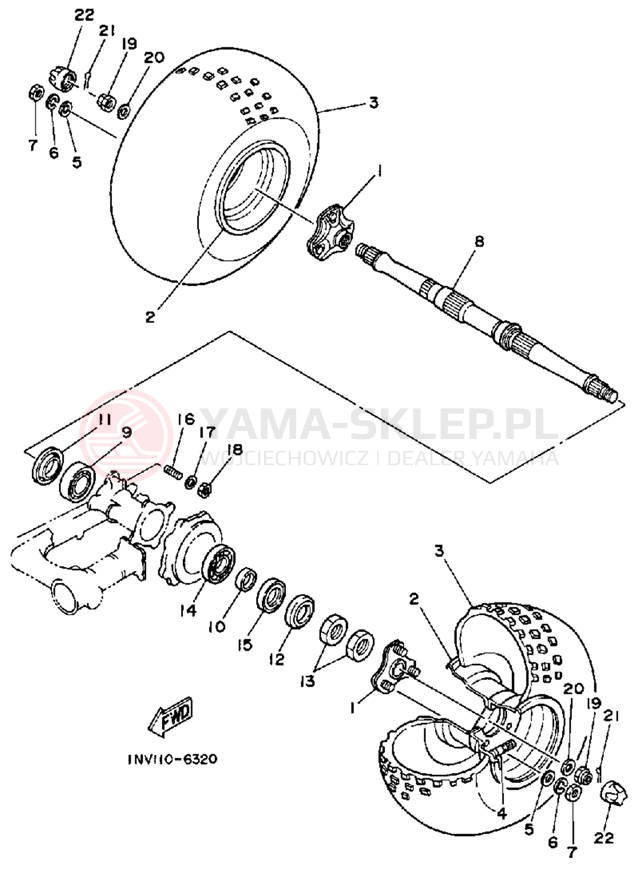 Schemat "Koło tył" do Yamaha MOTO-4 YFM200DXT